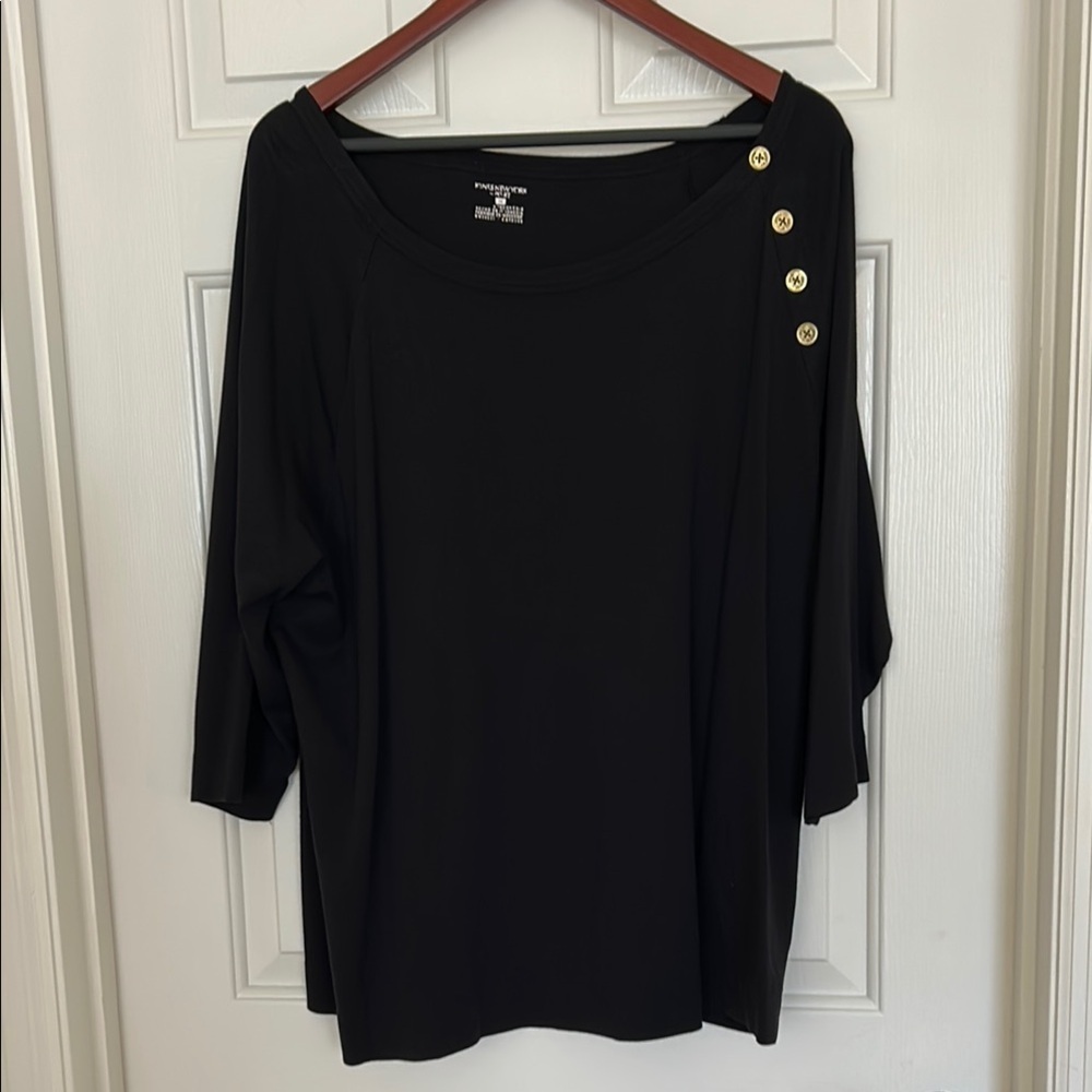 Jones New York Black Boxy Cotton Shirt Sz 3x